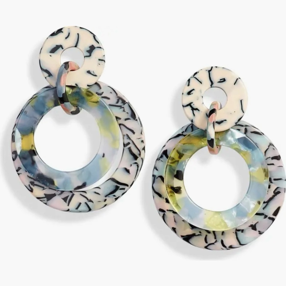 Lele Sadoughi Tortoiseshell Acetate Banded Hoop Earrings In Memphis Pink